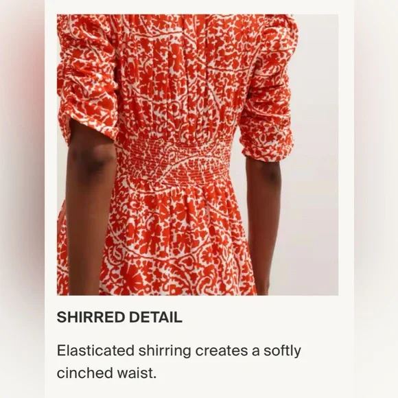 ME+EM | VGUC Cheesecloth Mono Paisley Print Maxi Dress Red Orange Cotton, US 14 - Picture 11 of 14